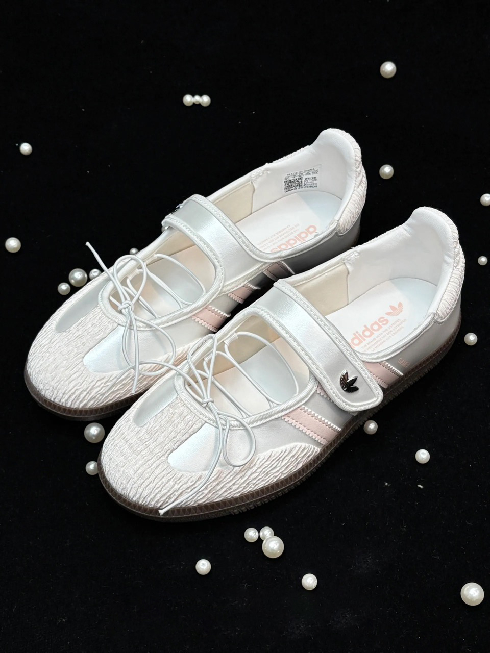 ADIDAS SAMBA JANE 柔粉珠光銀 淡粉 灰銀 奶油白 異材質 拼接 瑪莉珍鞋 涼鞋 女鞋 JR4482 / 現貨