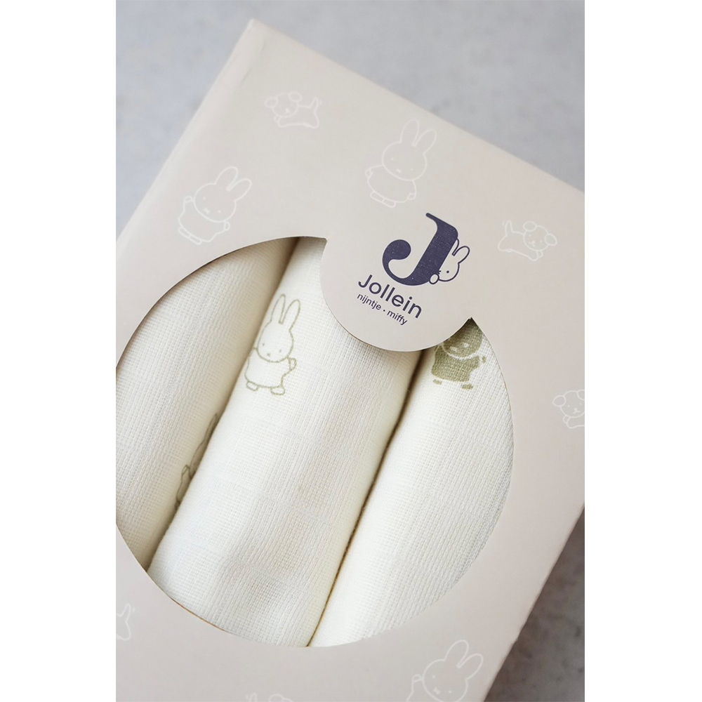 荷蘭Jollein Happy Miffy 紗布巾-Olive Green