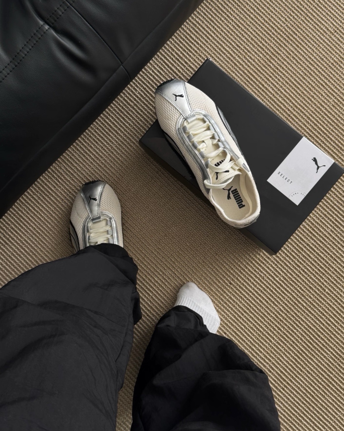 <難哄章若楠同款!>Puma H-Street OG Ivory Silver 網布 薄底鞋 銀光白