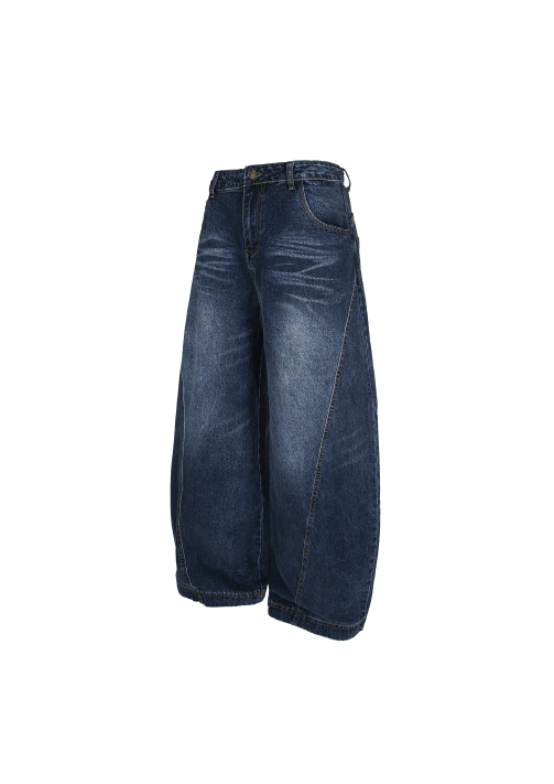 - SIMPLEACTION - 美式復古括腿寬鬆彎刀牛仔褲