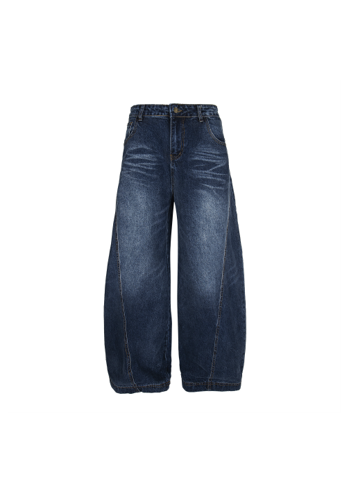 - SIMPLEACTION - 美式復古括腿寬鬆彎刀牛仔褲