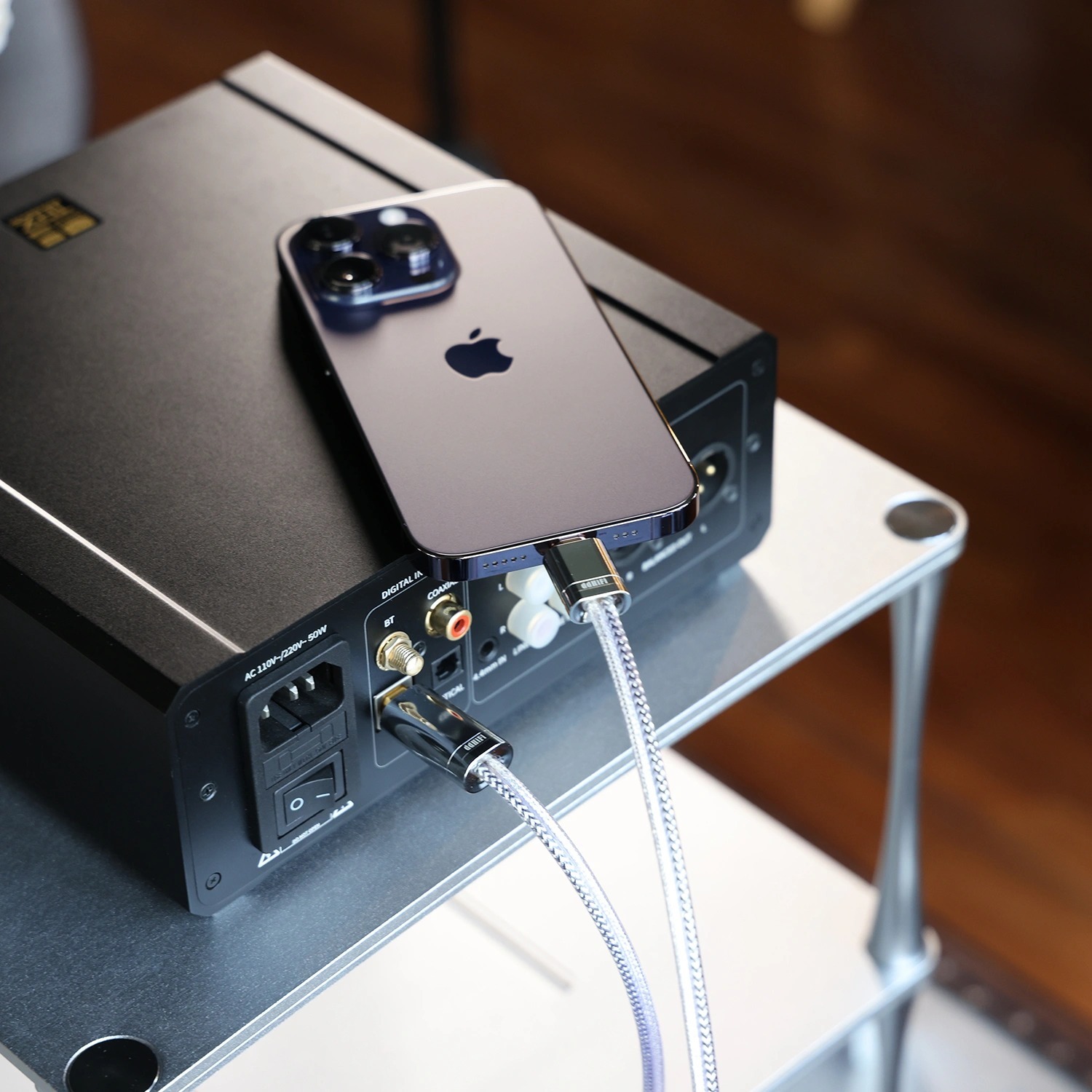 ddHiFi TC09BL Lightning 轉 USB-B長款雙屏蔽純銀HiFi級線 (Nyx系列)