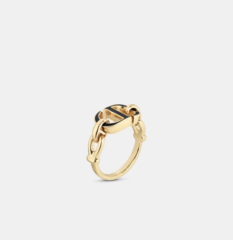 Dior 30 Montaigne Gold-Finish Metal and Black Lacquer Ring