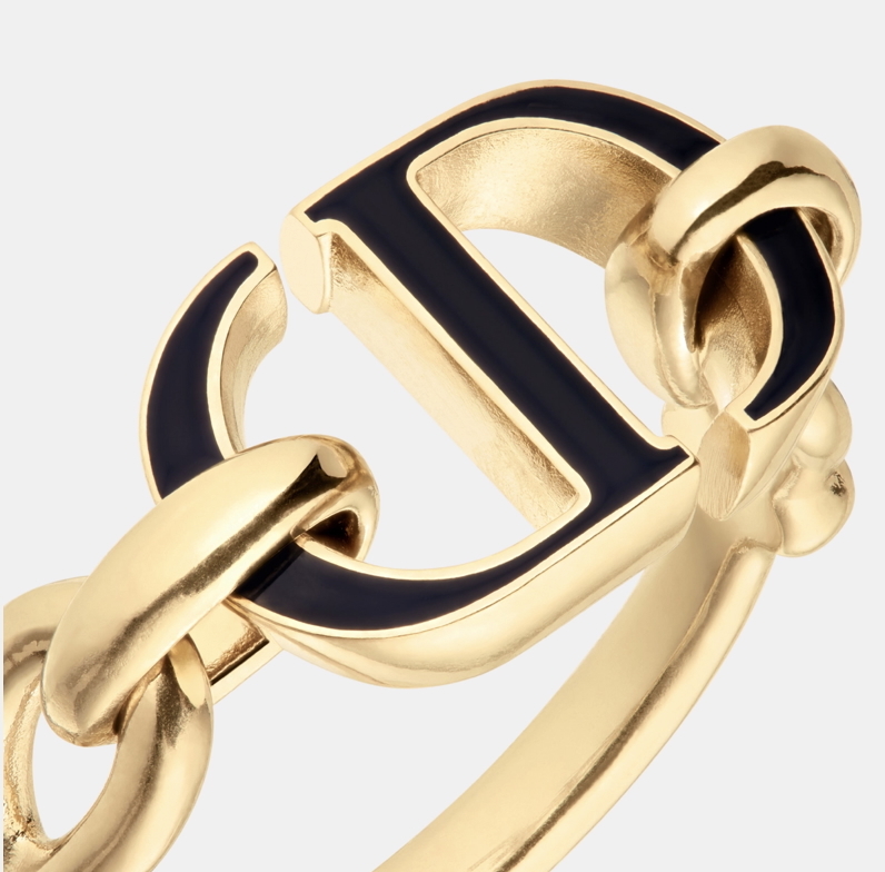 Dior 30 Montaigne Gold-Finish Metal and Black Lacquer Ring