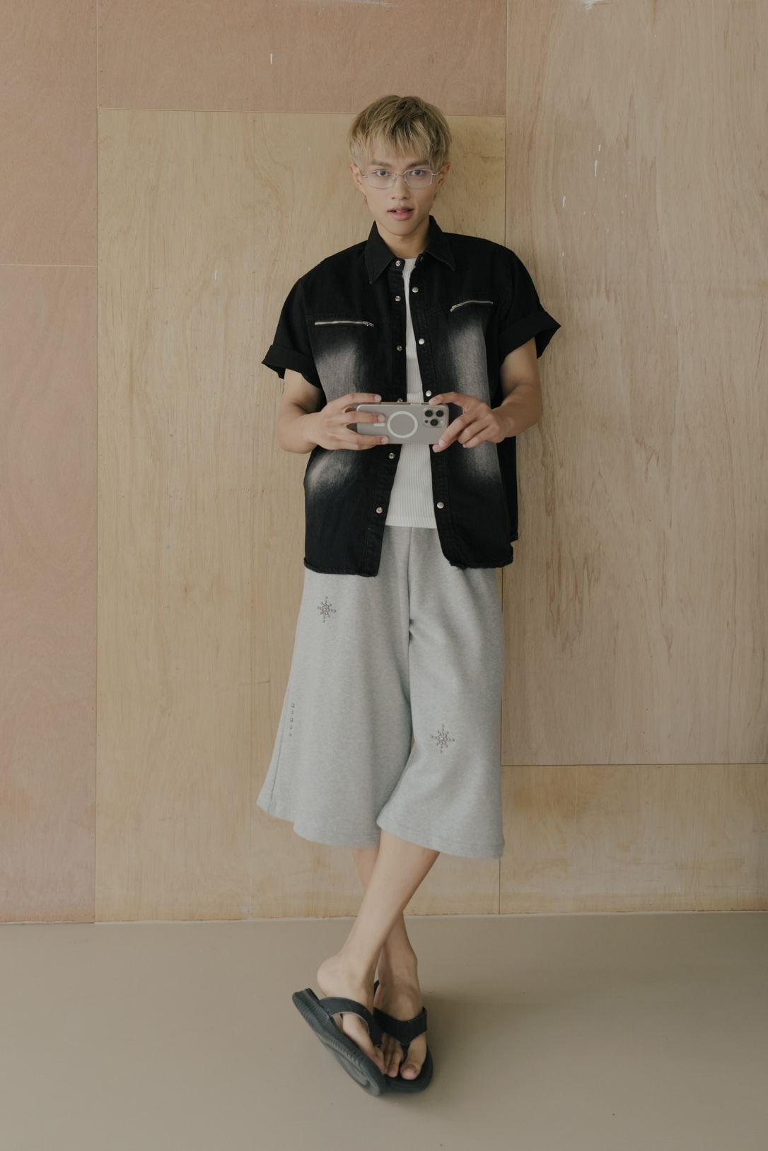 Rico Denim Zip-Up Short-Sleeve Shirt #襯衫