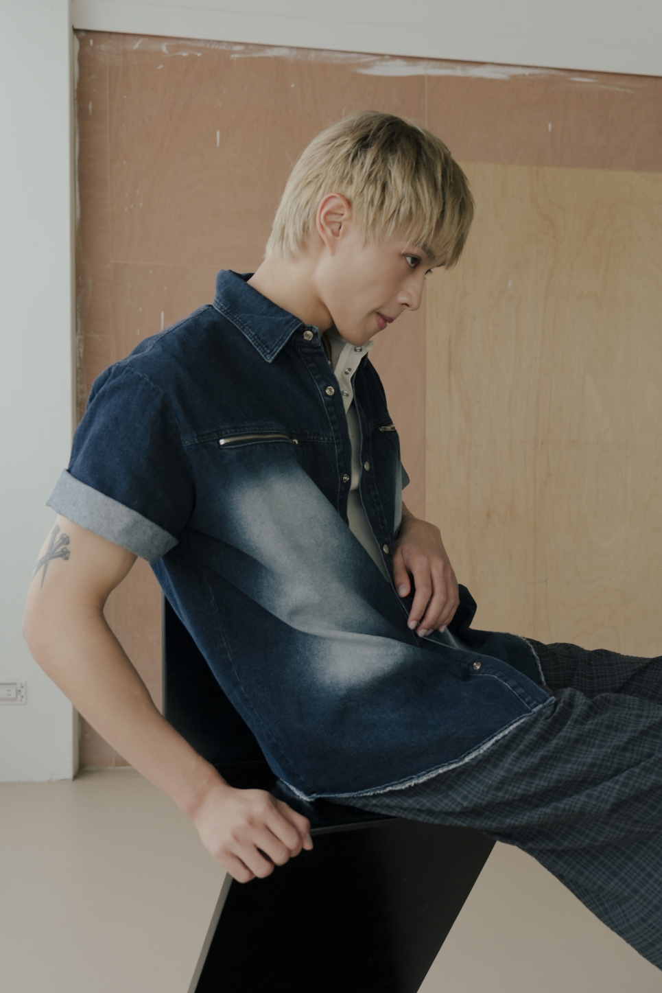 Rico Denim Zip-Up Short-Sleeve Shirt #襯衫