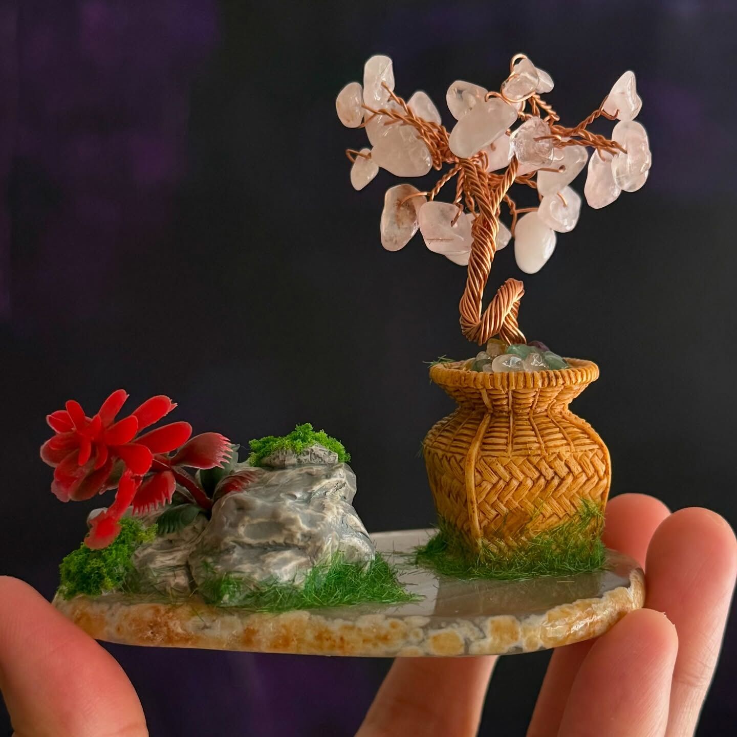 [原石] 水晶招財樹（底部材質：瑪瑙）