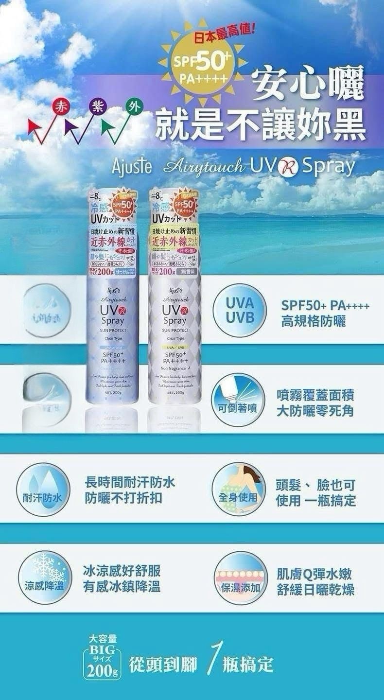 日本🇯🇵製Ajuste 親子防曬噴霧 320ml**2支起$68/支
