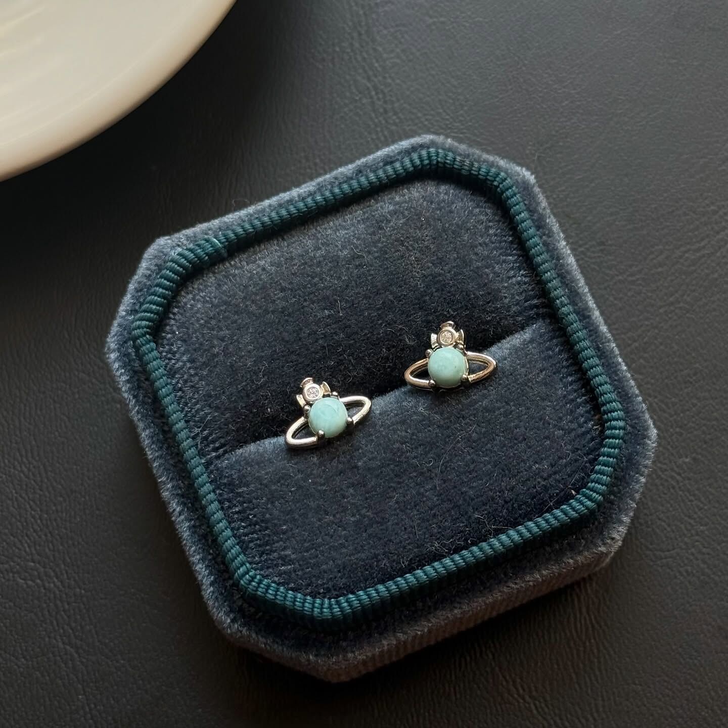 [原石] 拉利瑪海紋石 925銀耳環