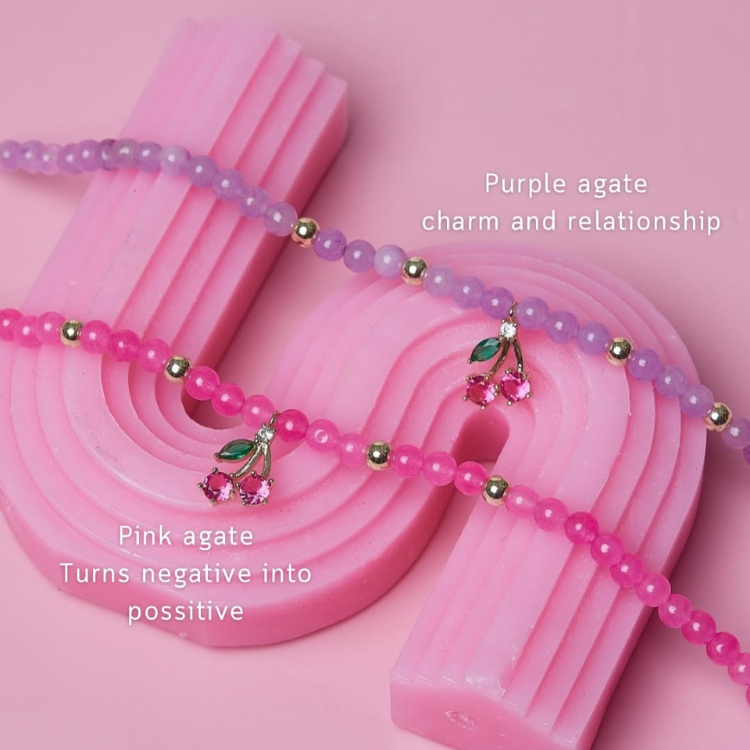 泰國 letsgetaway 幸運石手環 糖果櫻桃 PURPLE AGATE (紫)
