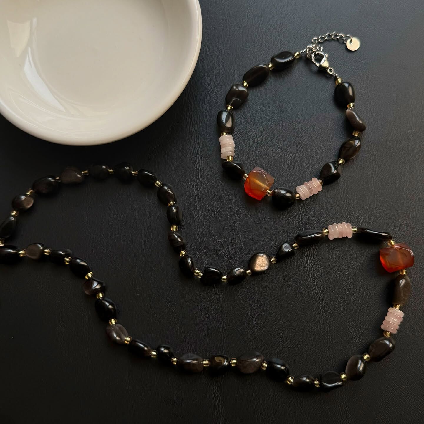 [原石] 銀曜石 項鏈、手鏈