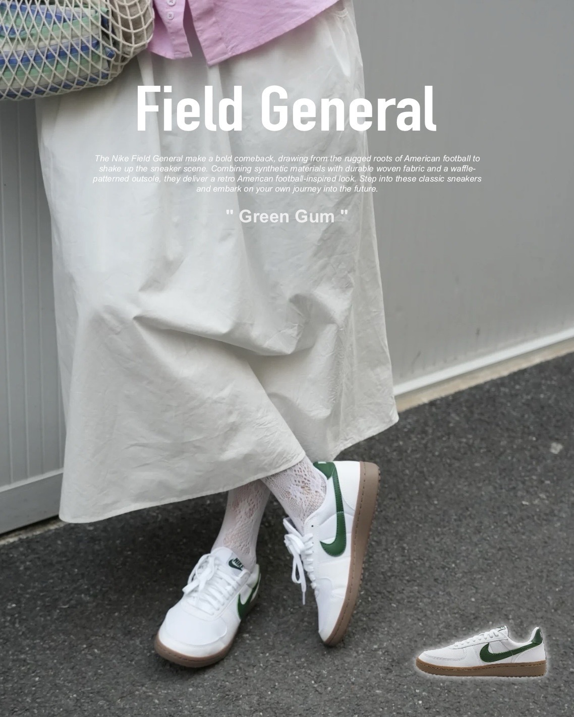 #代購  Nike Wmns Field General  復古 德訓鞋 焦糖底 白綠 FZ5593-103