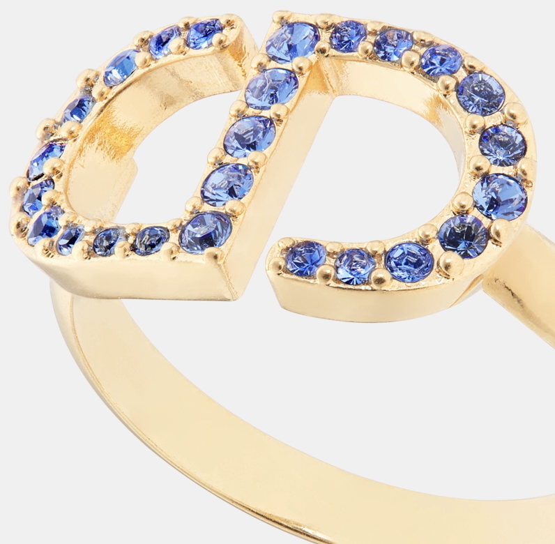 Dior PETIT CD Gold-Finish Metal and Blue Crystals Ring