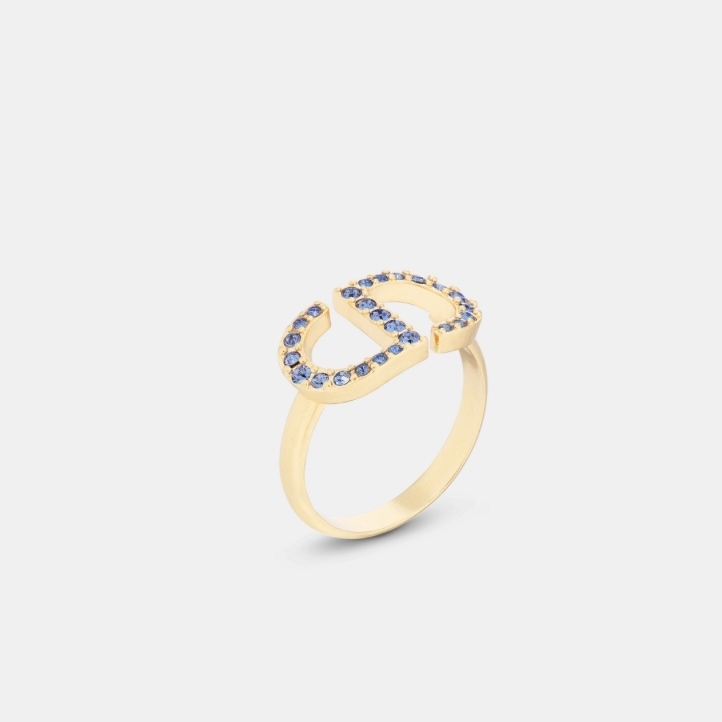 Dior PETIT CD Gold-Finish Metal and Blue Crystals Ring