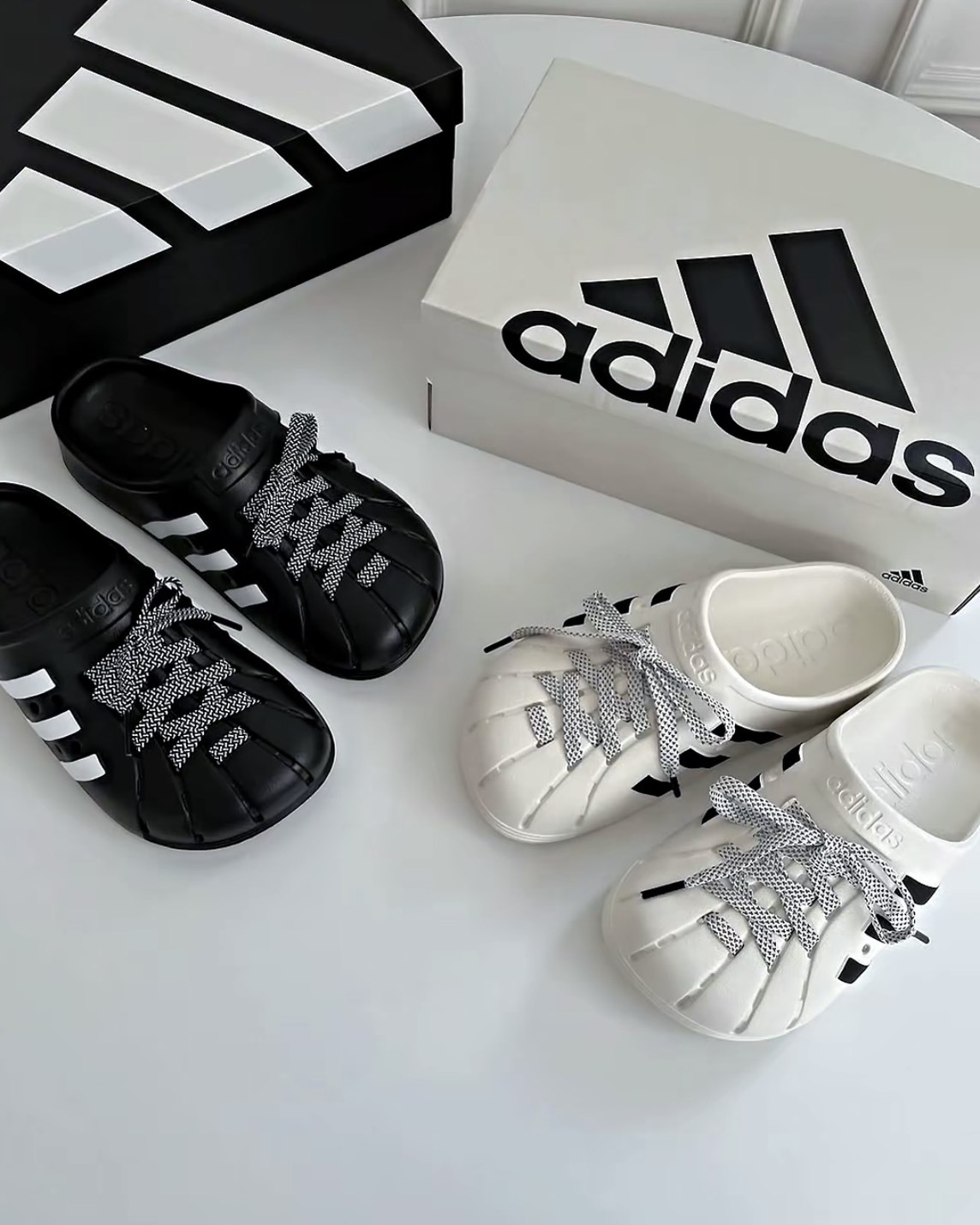 Adidas  ADILETTE CLOGS 懶人鞋 洞洞拖鞋 防水 黑白 四色 鞋帶款