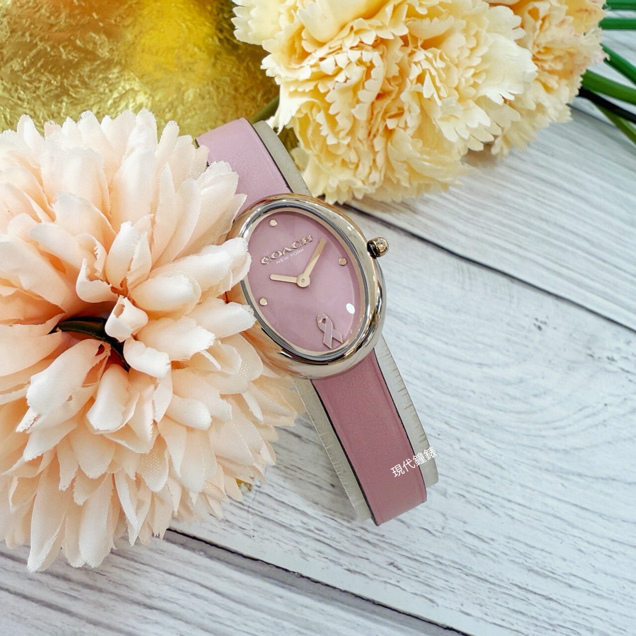 【COACH】 Sammy BCA粉紅絲帶紀念錶CO14504565 22mm 現代鐘錶