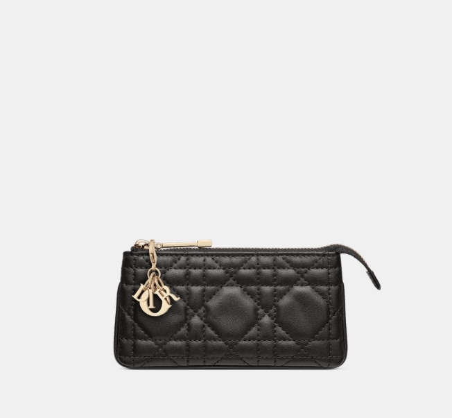 Dior Lady Dior Cannage Lambskin zipped Key Case Black