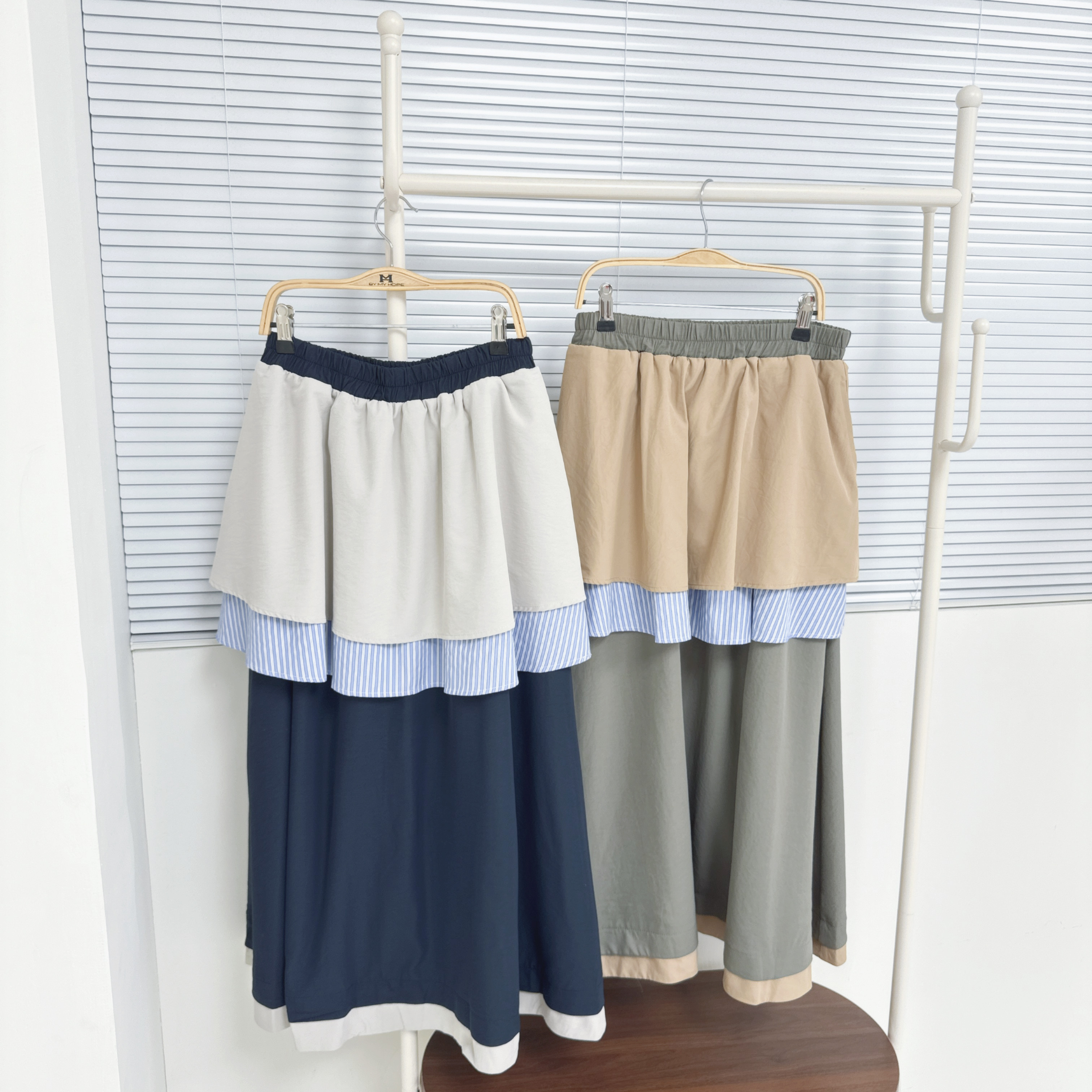 【廠家制】全橡筋腰雙層設計半裙