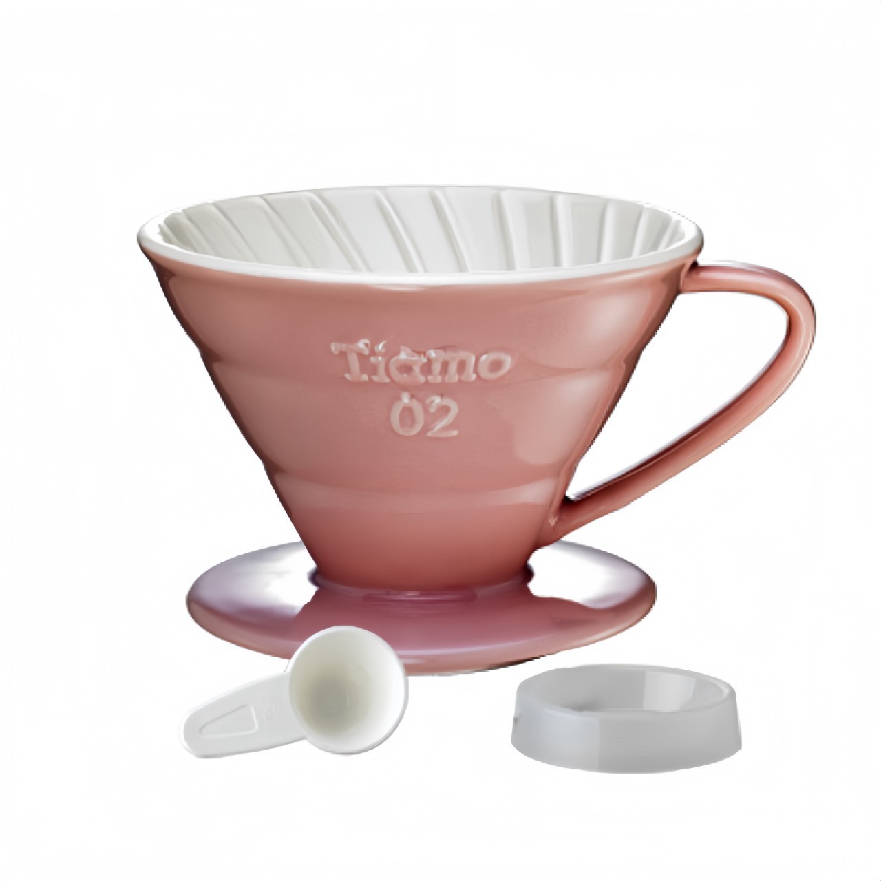 Tiamo V02 陶瓷雙色濾杯組 - 粉紅