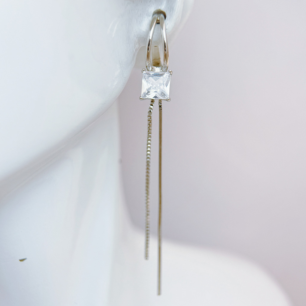 凌光雙線垂墜耳環