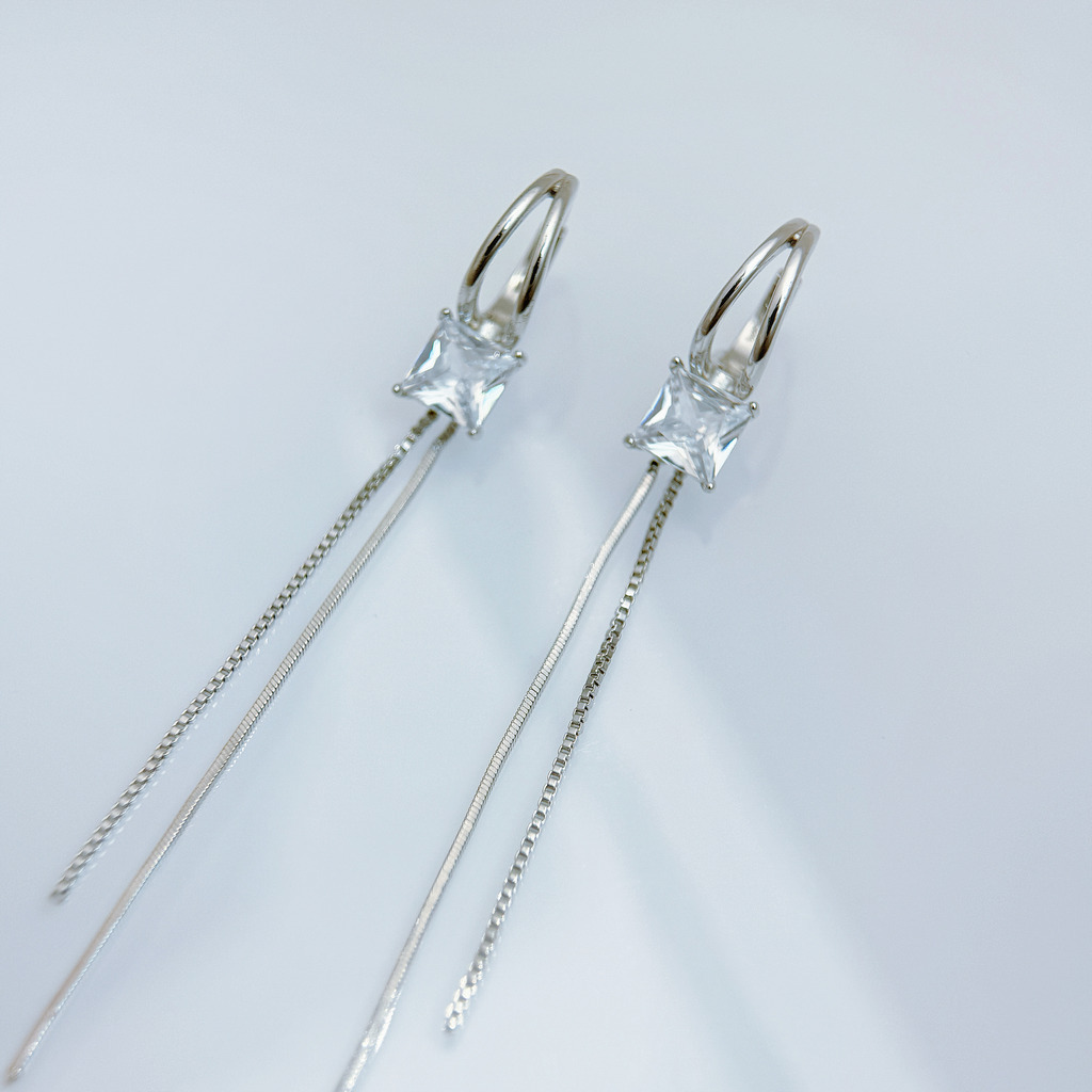 凌光雙線垂墜耳環