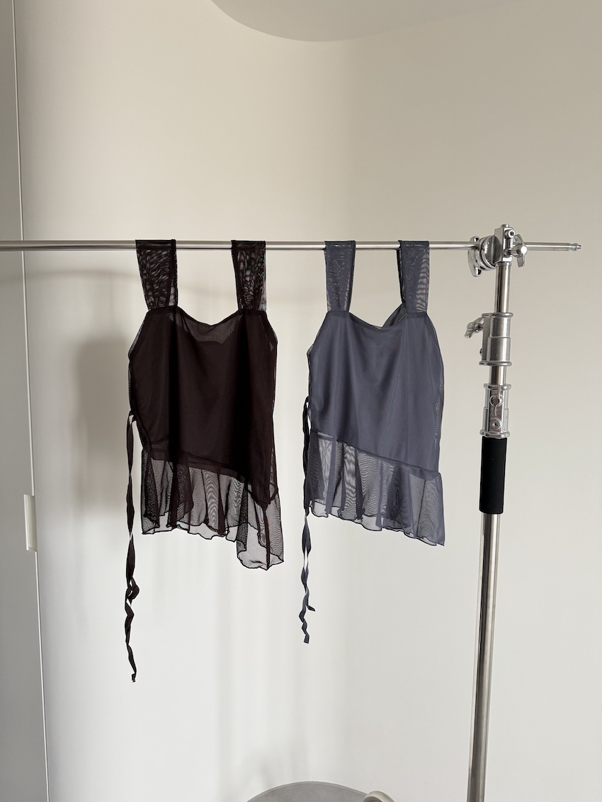 asymmetric hem chiffon cami with sheer cut