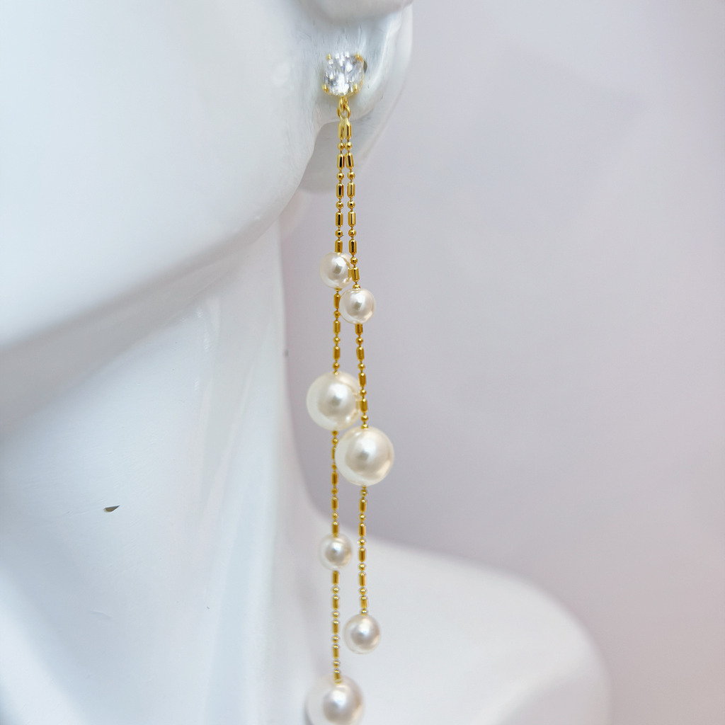 星瀑雙鏈珍珠耳環