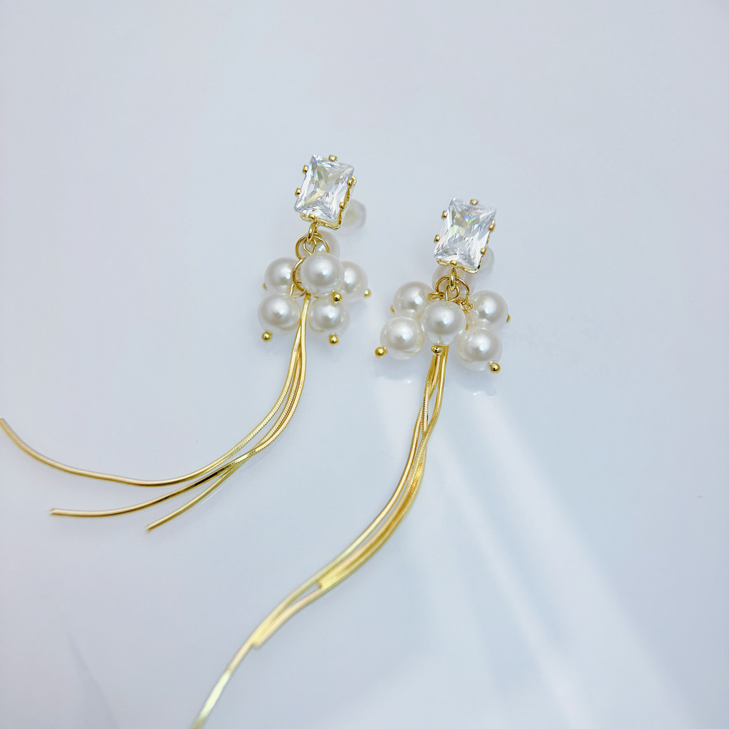 雪絮流光珍珠耳環