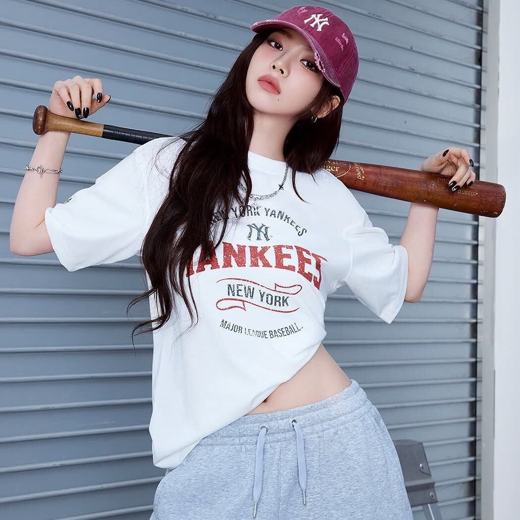 🇰🇷 MLB 復古印花 短T 短袖 寬鬆 Karina代言同款 劉知珉 男女款 / 預購
