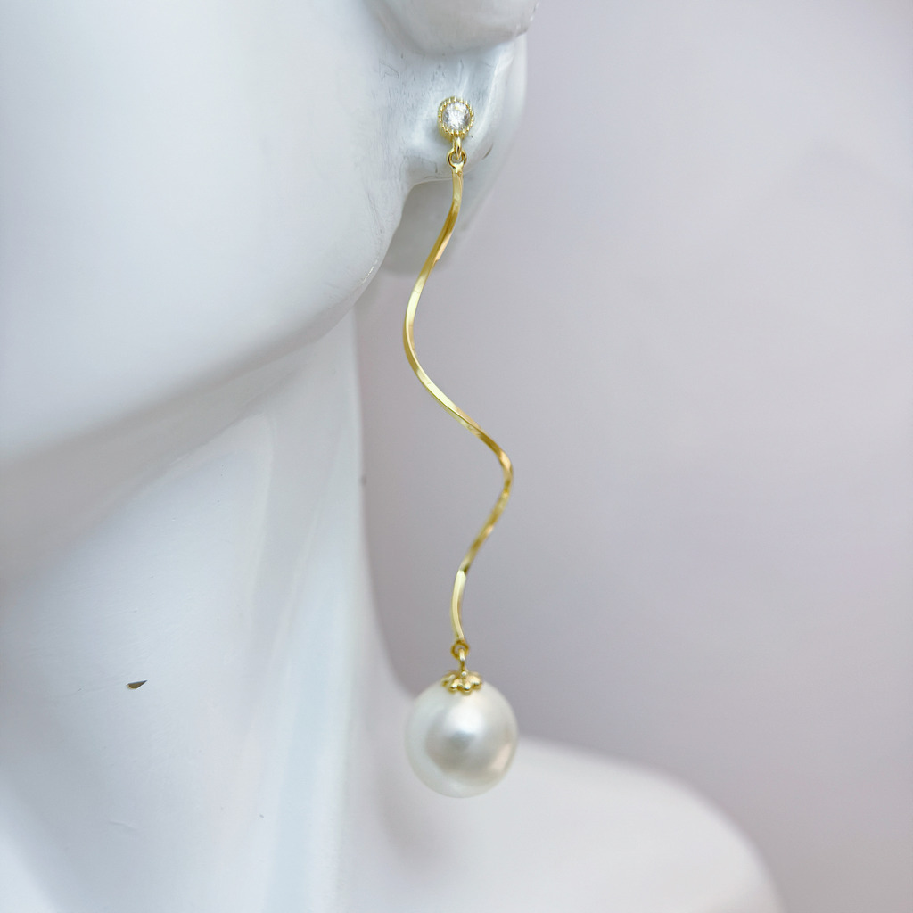 幻光水波珍珠耳環