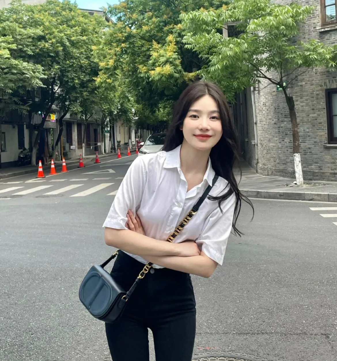 Dior CD Signature CD-Embossed Box Calfskin Bag with Strap Black