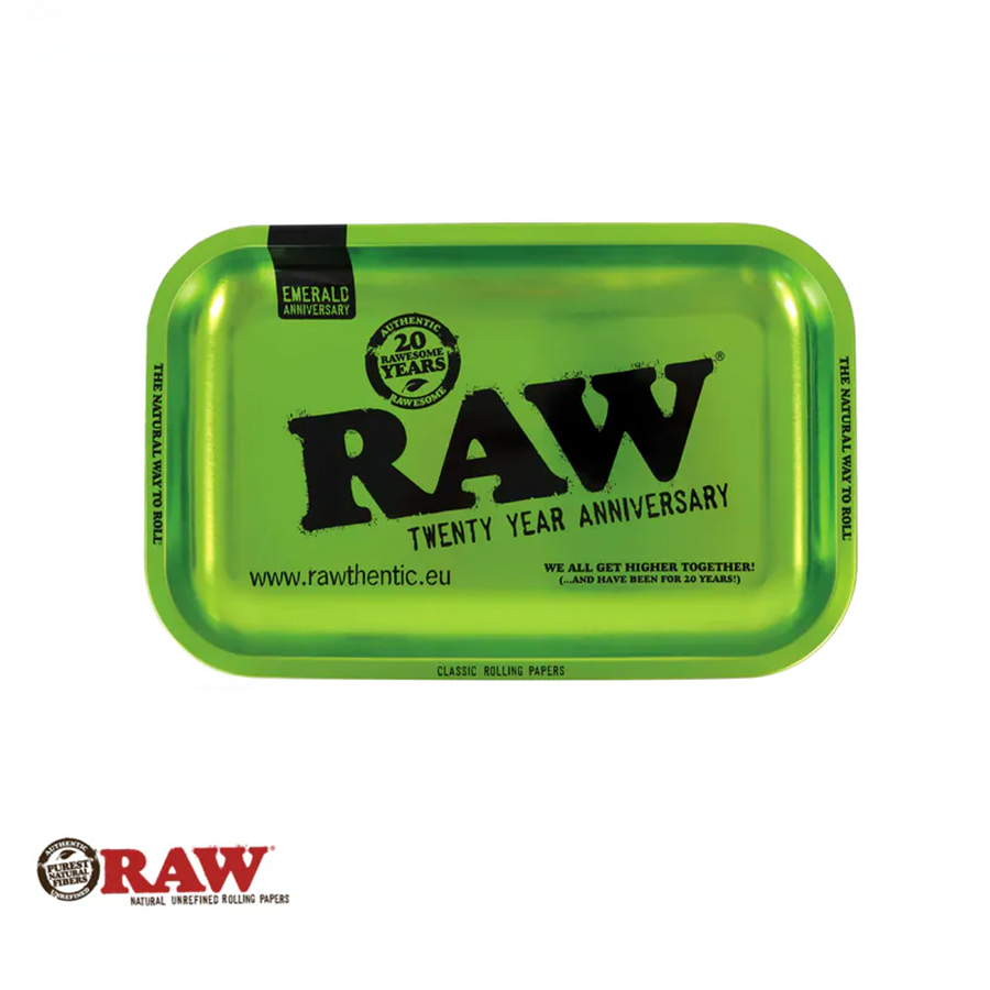 🇪🇸RAW - Medium Emerald Green 20th Metal Rolling Tray 週年捲煙盤