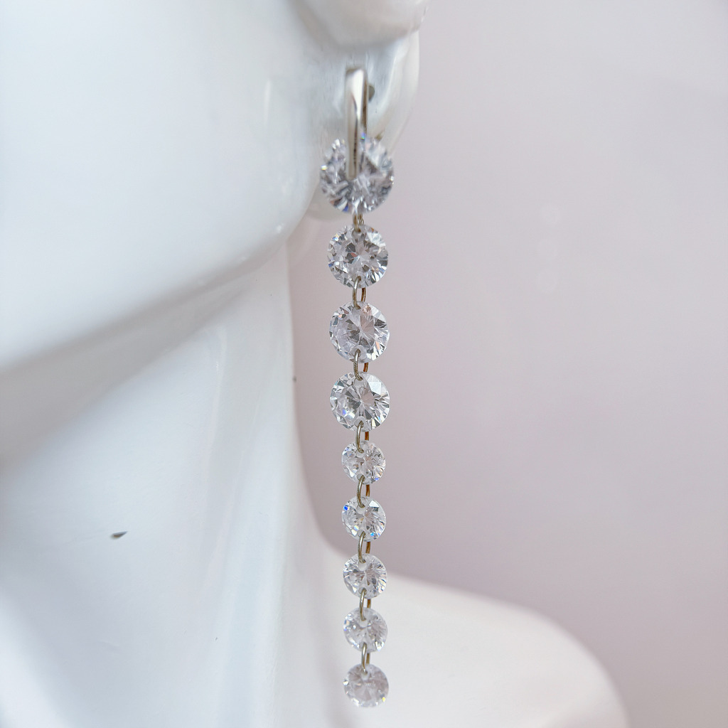 鏡光連珠垂墜耳環