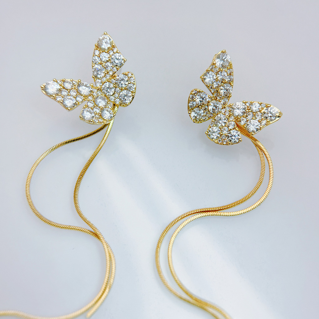 星砂蝶舞金緞耳環