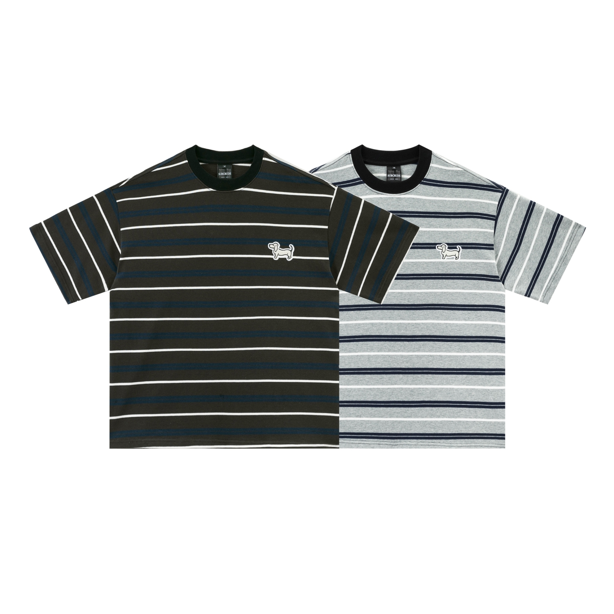 臘腸狗貼布條紋短T T81