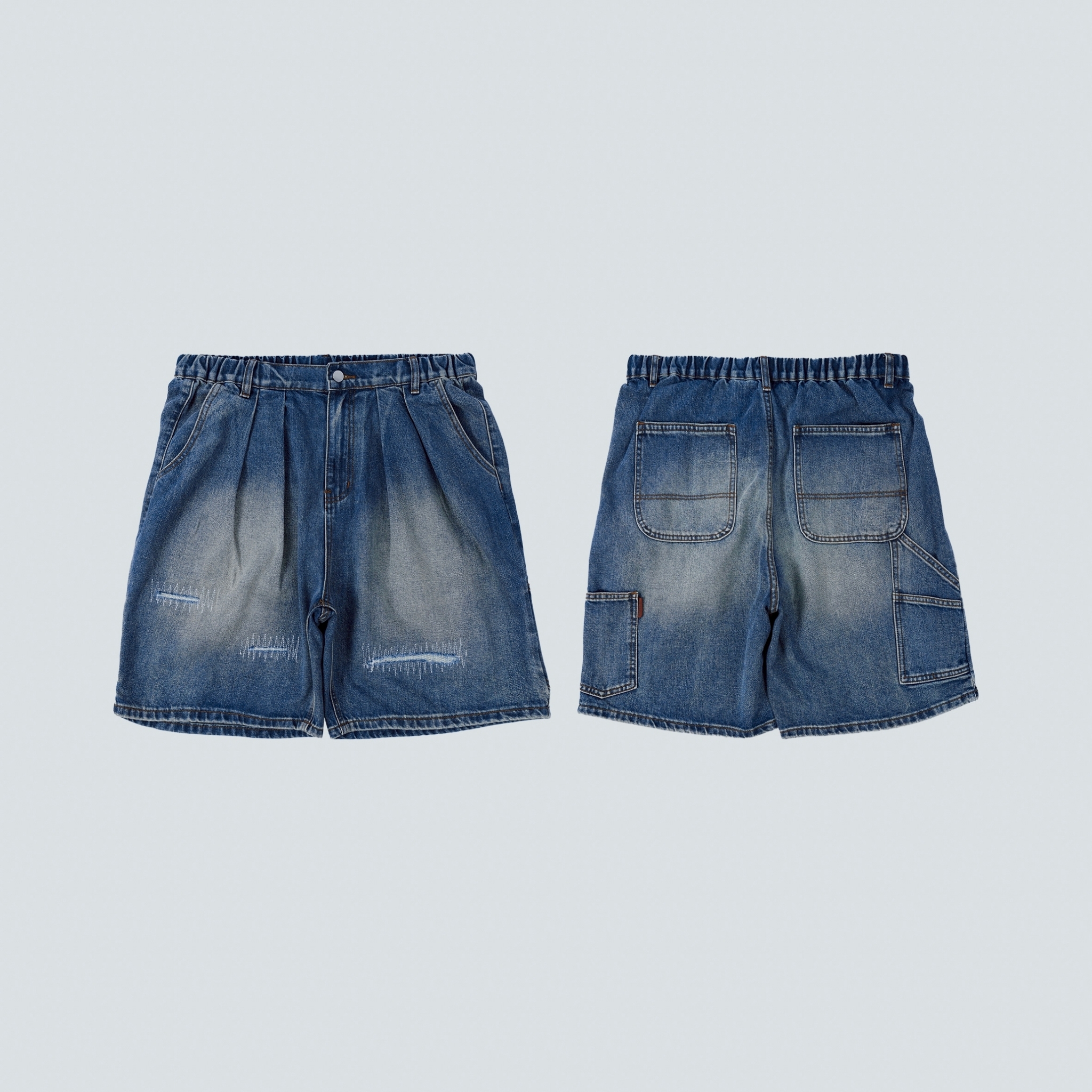 SBG 寬鬆補釘畫家牛仔短褲 SB808