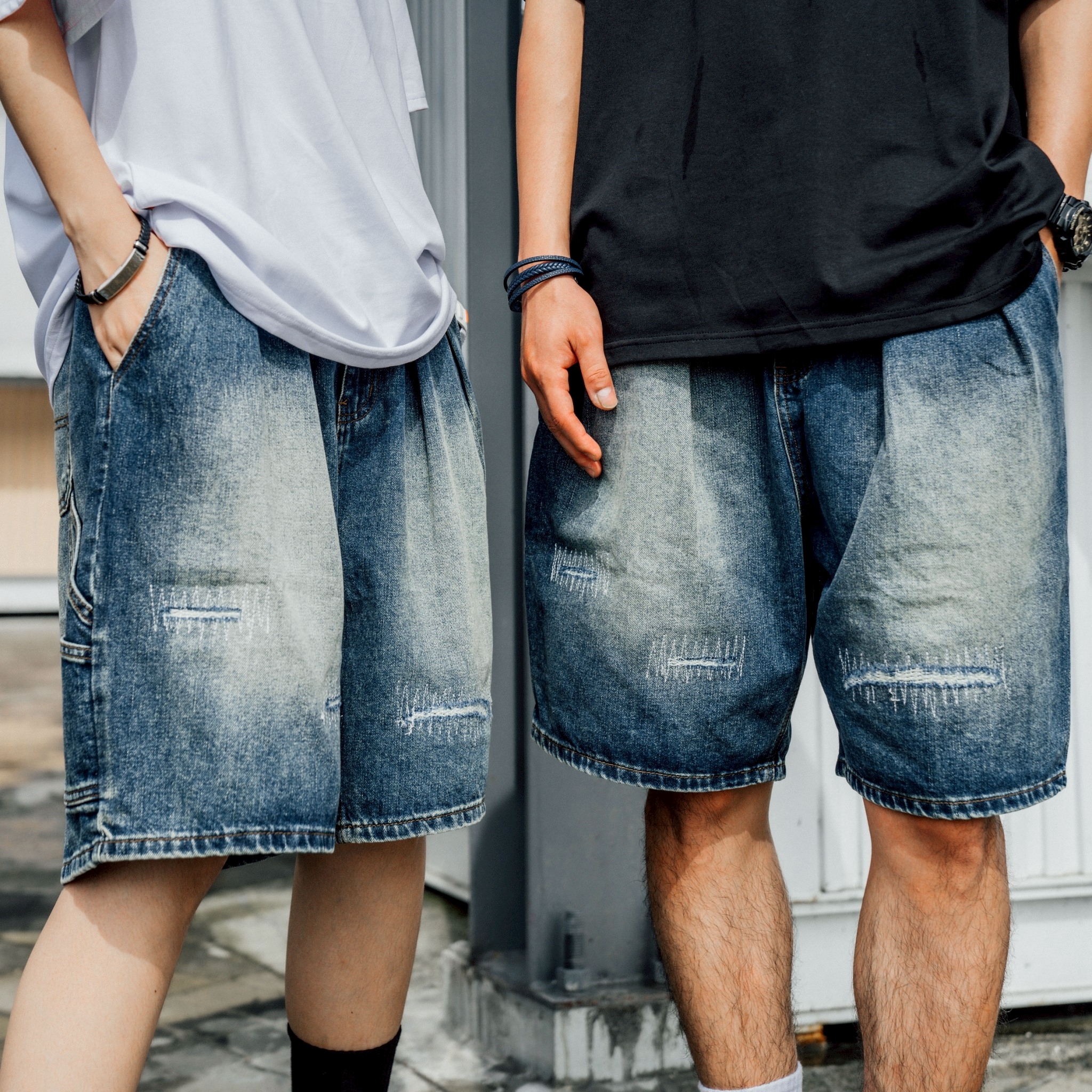 SBG 寬鬆補釘畫家牛仔短褲 SB808