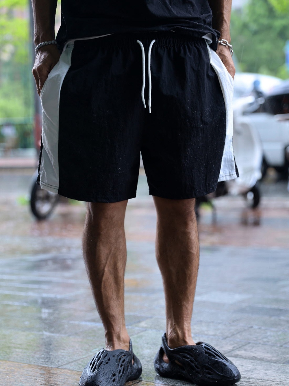 線條撞色尼龍短褲