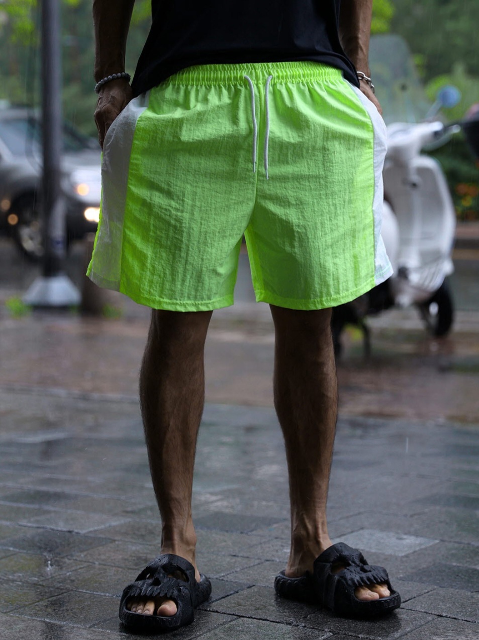 線條撞色尼龍短褲