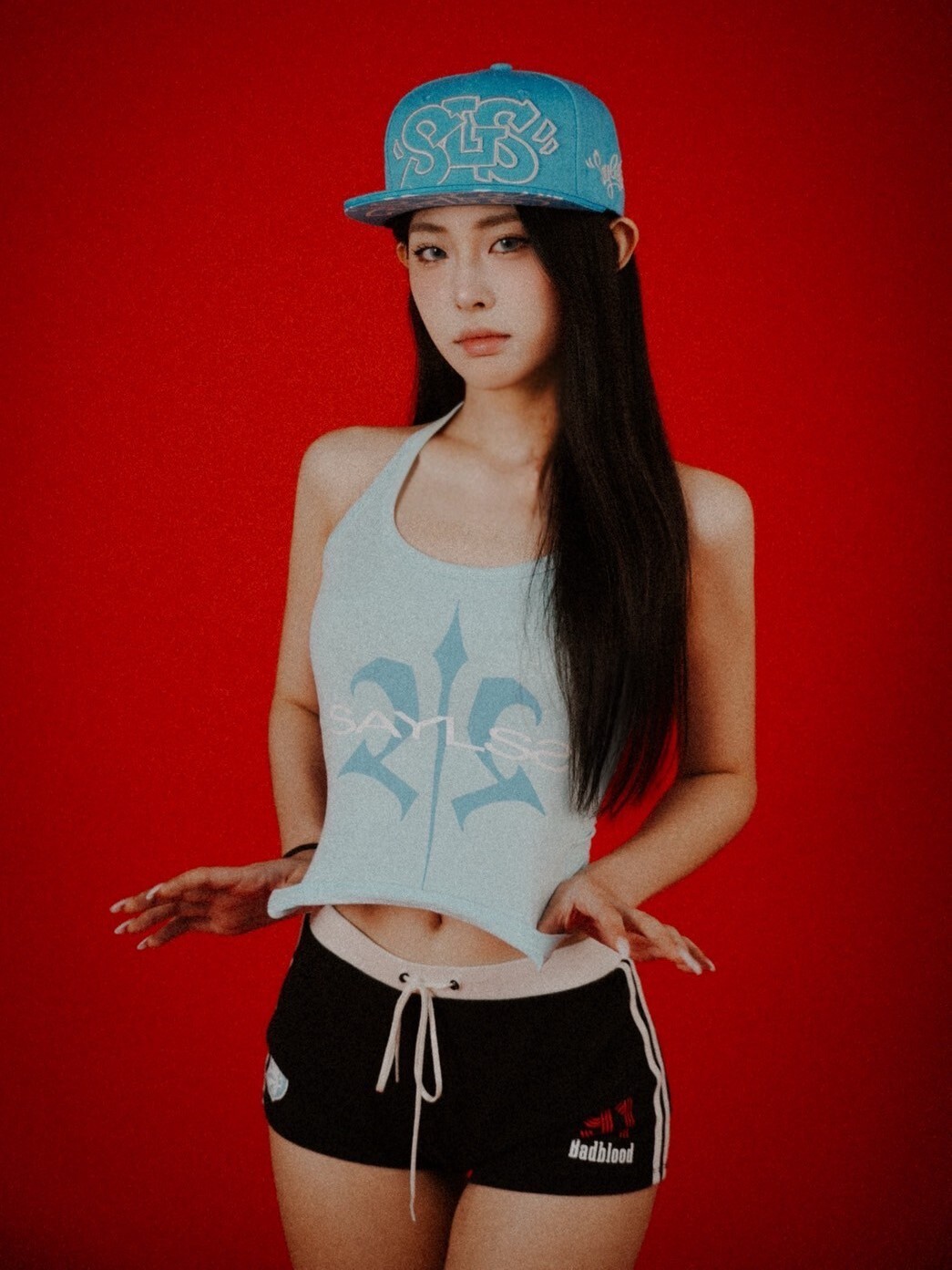 ATONE X SAYLESS 聯名限定 "SAYLSS" 皇家Logo 冰藍掛脖背心  合身短版 辣妹款