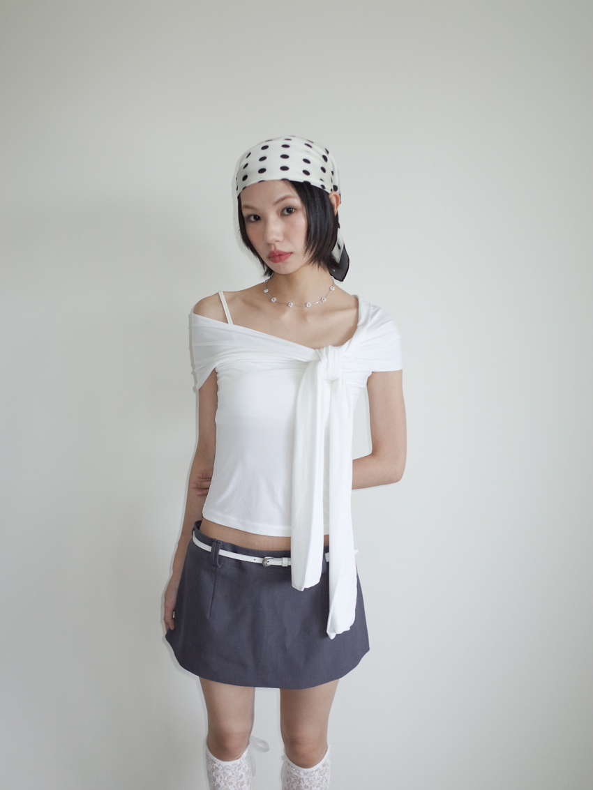 (Designer!) ultra-smooth off-shoulder top with chest drape