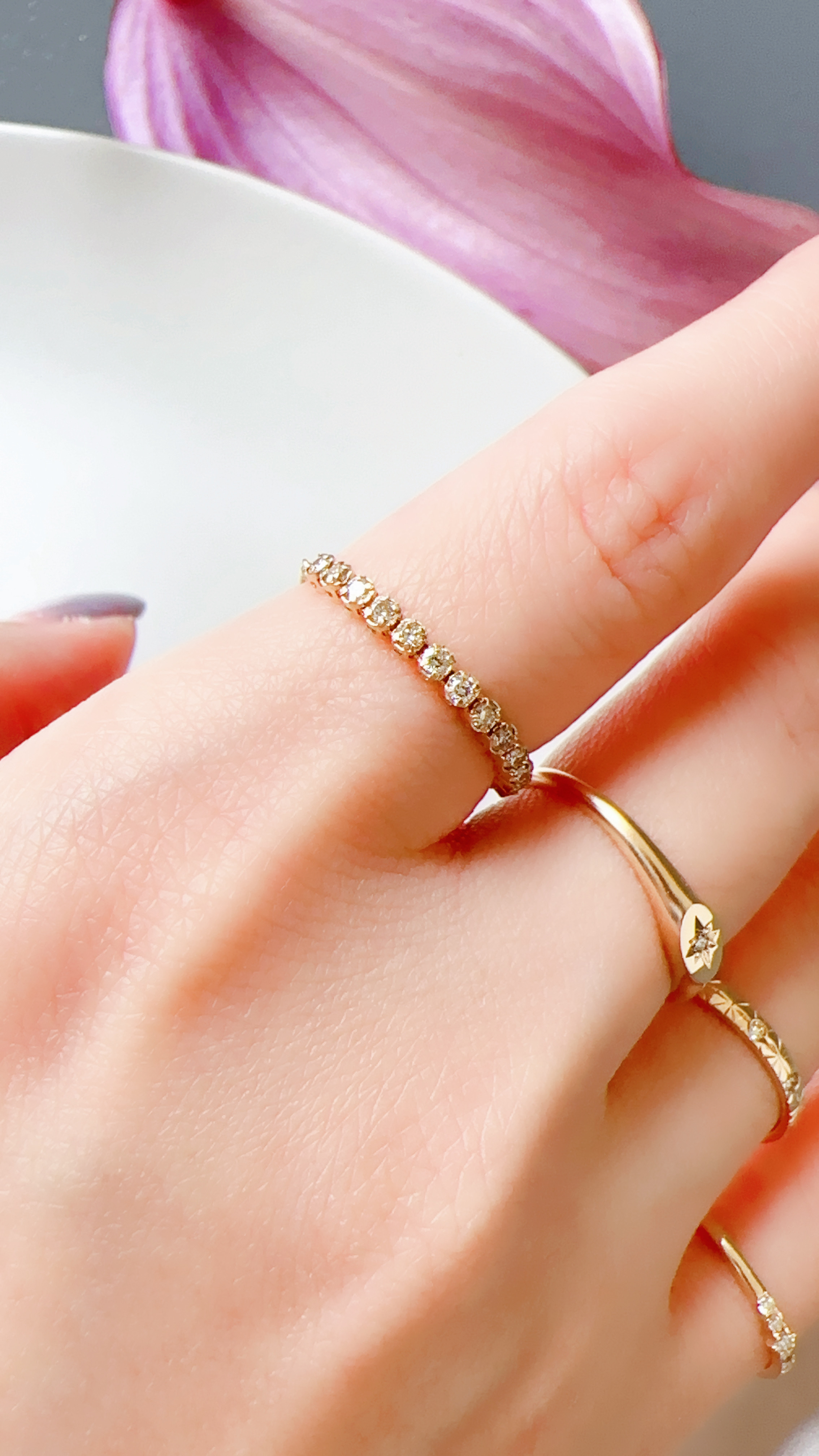 鑽石珠鍊拼接戒指