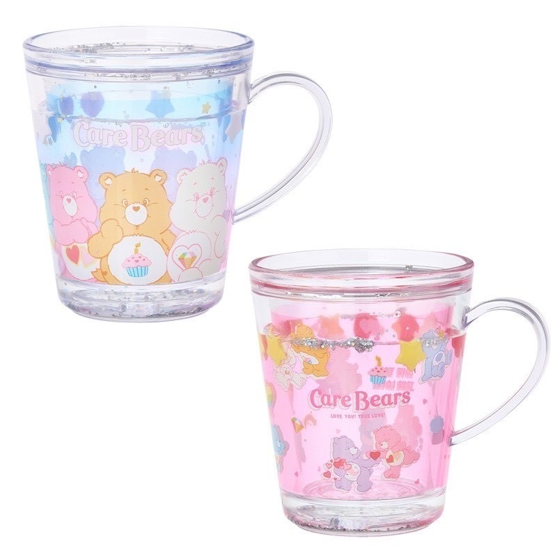 日本 CareBears 彩虹熊水水亮片手把水杯