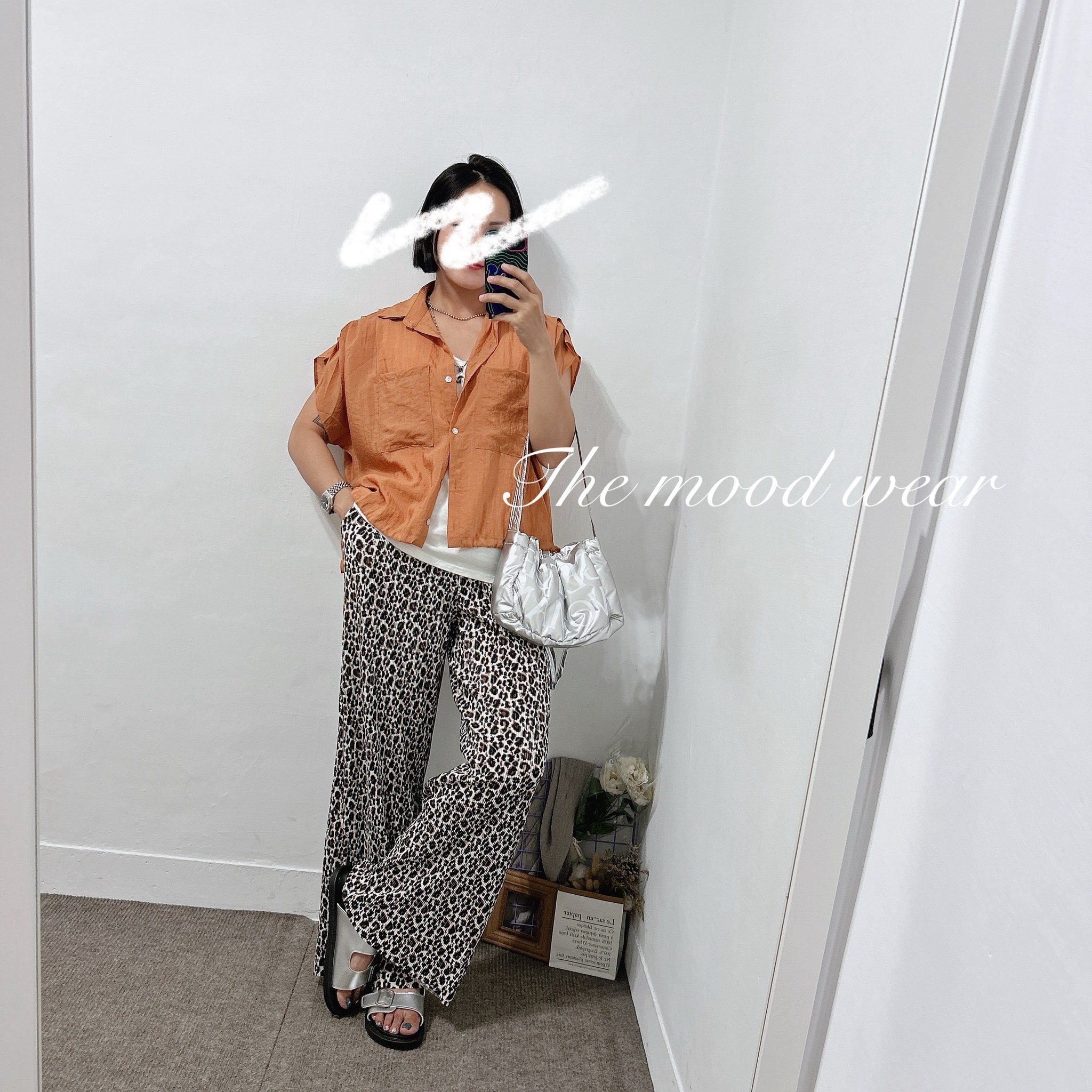 兩用穿搭下擺可縮口短袖襯衫 (橘色/白色/黑色)