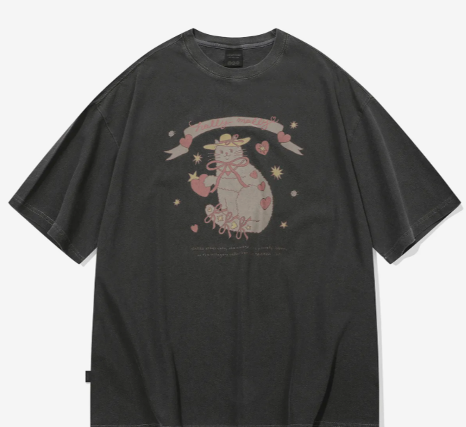 CPGN STUDIO / Cats ribbon pigment short T-shirt / smoke black / JUL25