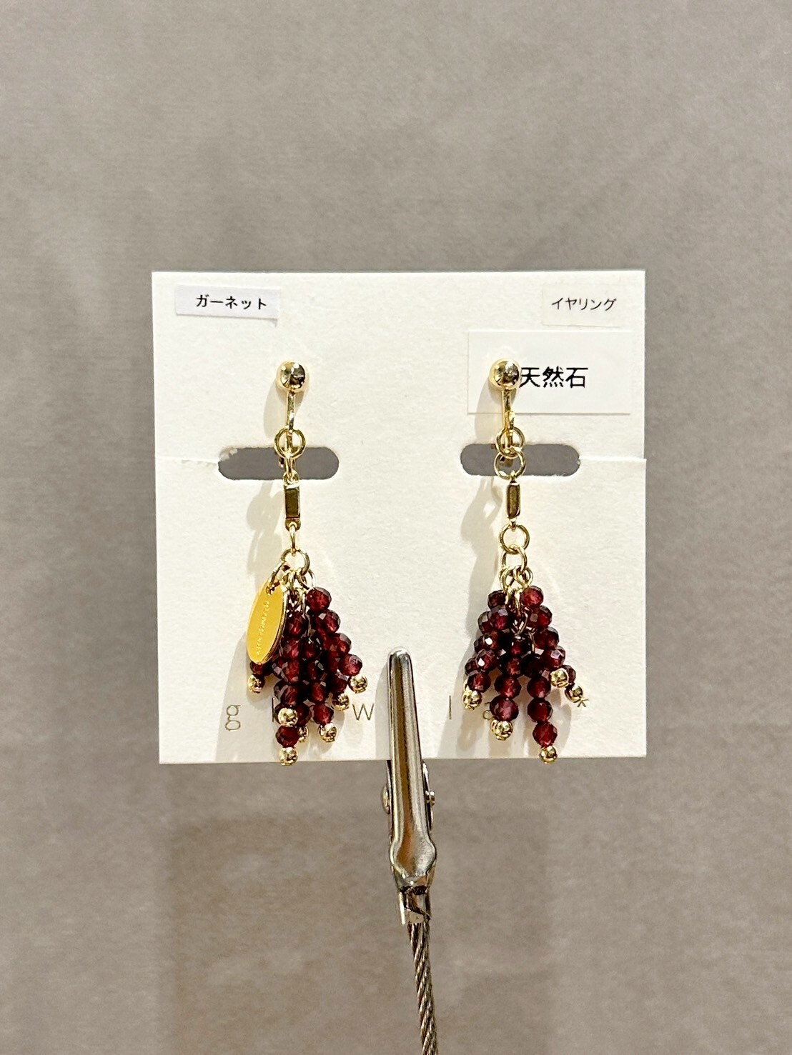 [glowglad] 花束流蘇耳環 | 石榴石 | 耳夾 | NO.40