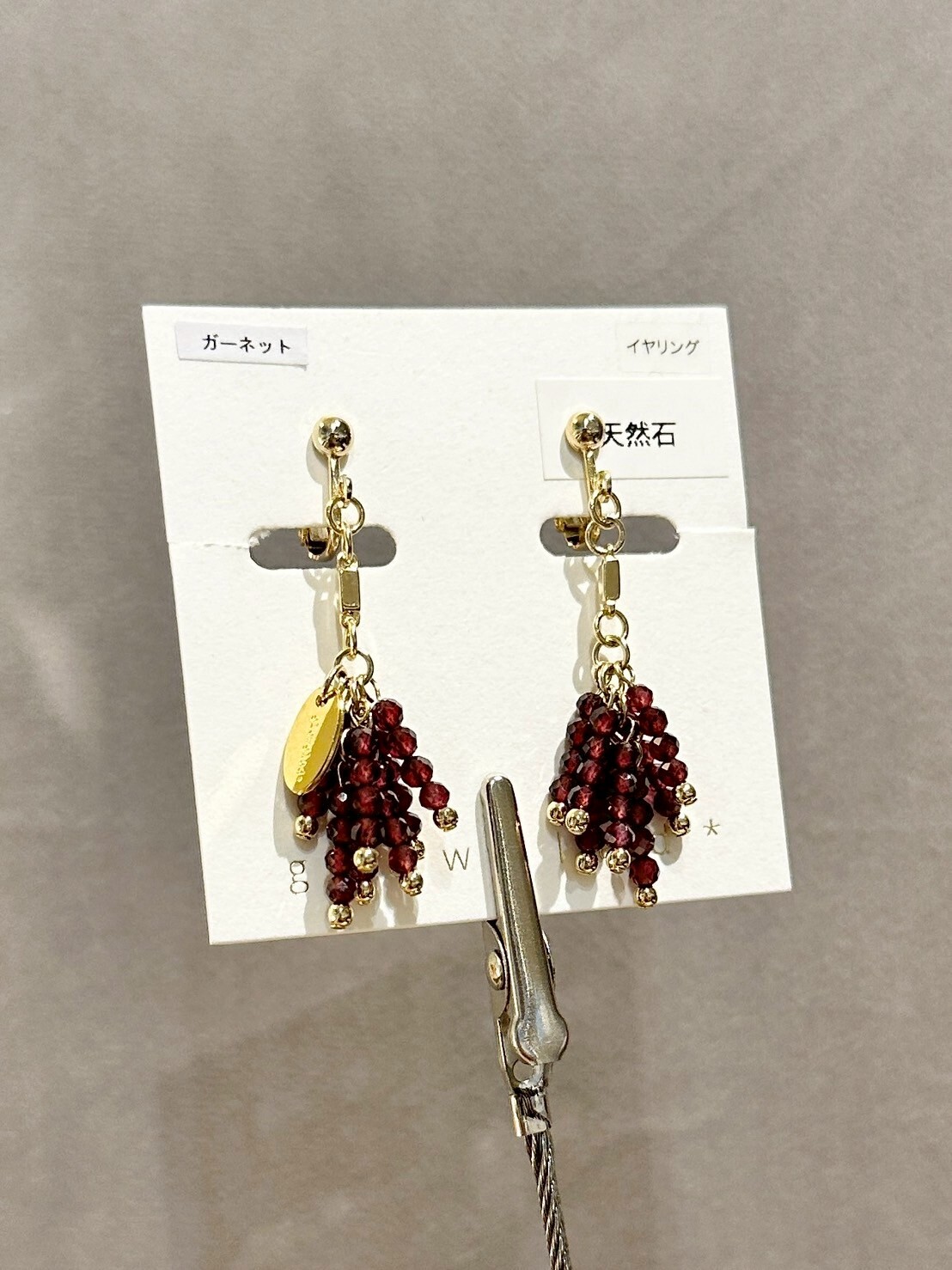 [glowglad] 花束流蘇耳環 | 石榴石 | 耳夾 | NO.40