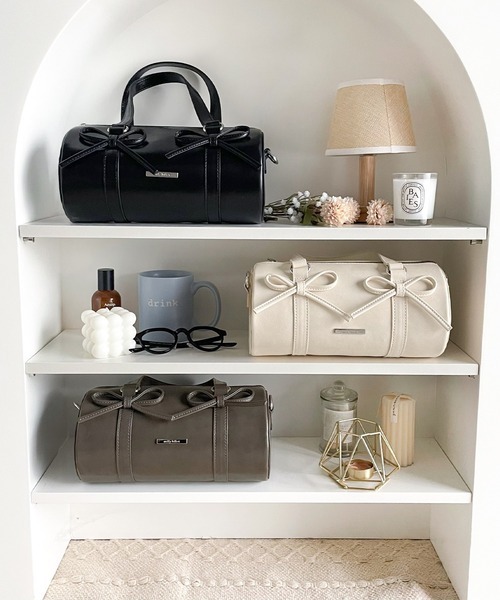 日本🇯🇵連線 Mily Bilet 可愛緞帶圓柱形兩用單肩包 蝴蝶結 單肩包 肩背包 手提包 大容量 3色(任買兩件711免運)/預購