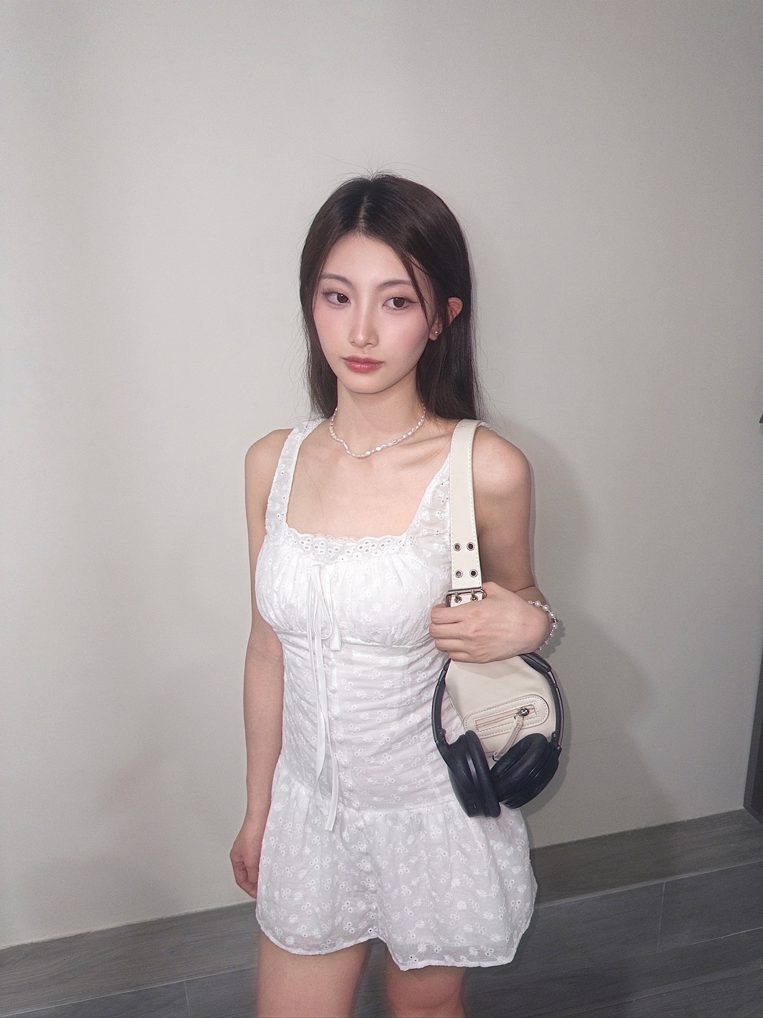 #OPS003 清新通花皺褶連身裙