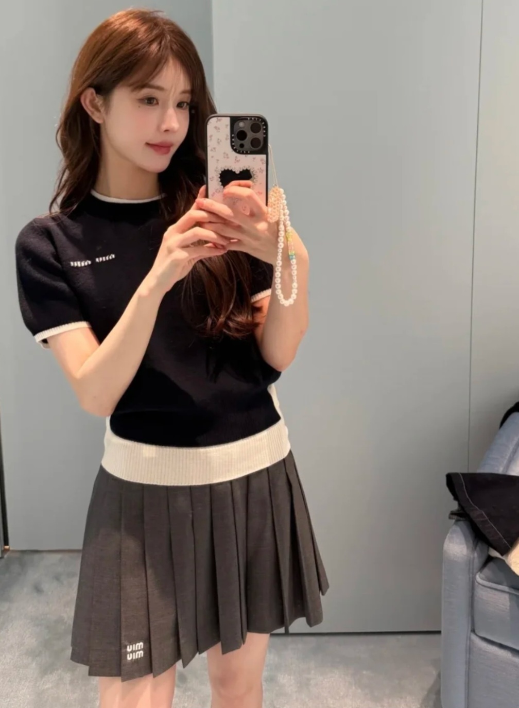 Miu Miu 針織 白邊Logo Top